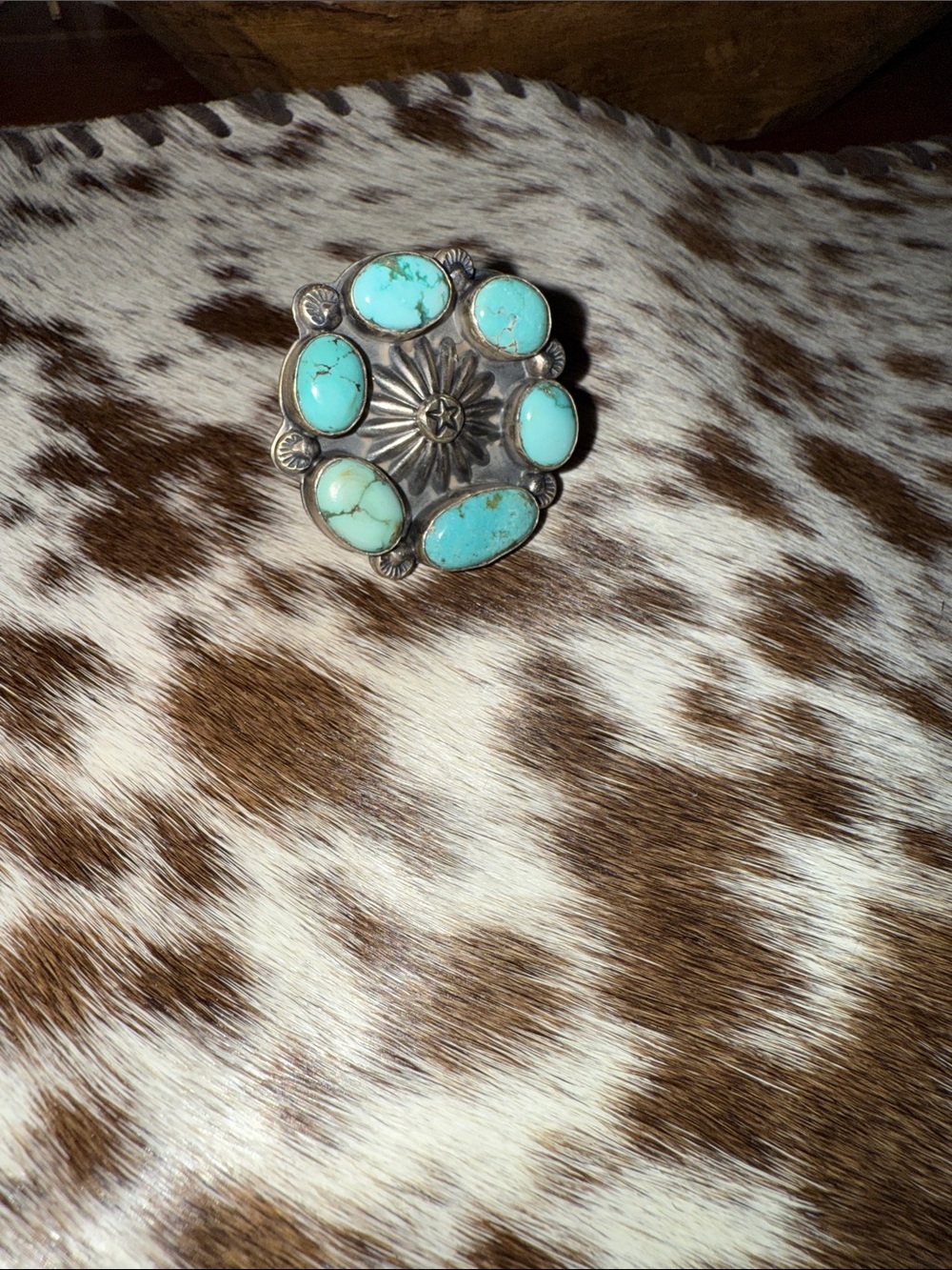 Beautiful turquoise & silver 6 stone ring - Picture 9 of 10